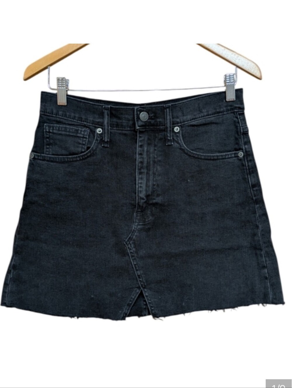 Madewell Rigid Denim A-Line Black Denim Mini Skirt Size 27